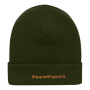 Squash Goals Phrase Embroidered Long Knitted Beanie