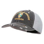 U.S. Army 163rd Armored Brigade Embroidered Low Profile Special Cotton Mesh Cap - Black OSFM