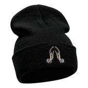 Spiritual Hands Embroidered Long Knitted Beanie