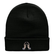 Spiritual Hands Embroidered Long Knitted Beanie