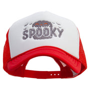 Spooky Embroidered Summer Foam Mesh Trucker Cap - Red-White OSFM