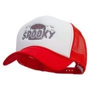 Spooky Embroidered Summer Foam Mesh Trucker Cap - Red-White OSFM