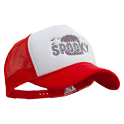 Spooky Embroidered Summer Foam Mesh Trucker Cap - Red-White OSFM