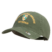 U.S. Army 163rd Armored Brigade Embroidered Washed Solid Pigment Dyed Cotton Twill Brass Buckle Cap - Olive OSFM