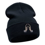 Spiritual Hands Embroidered Long Knitted Beanie