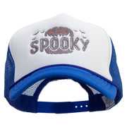 Spooky Embroidered Summer Foam Mesh Trucker Cap - Royal-White OSFM