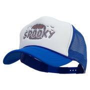 Spooky Embroidered Summer Foam Mesh Trucker Cap - Royal-White OSFM