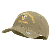 U.S. Army 163rd Armored Brigade Embroidered Washed Solid Pigment Dyed Cotton Twill Brass Buckle Cap - Khaki OSFM