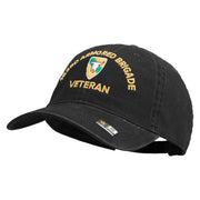 U.S. Army 163rd Armored Brigade Embroidered Washed Solid Pigment Dyed Cotton Twill Brass Buckle Cap - Black OSFM