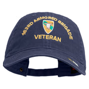 U.S. Army 163rd Armored Brigade Embroidered Washed Solid Pigment Dyed Cotton Twill Brass Buckle Cap - Navy OSFM