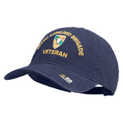U.S. Army 163rd Armored Brigade Embroidered Washed Solid Pigment Dyed Cotton Twill Brass Buckle Cap - Navy OSFM
