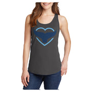 Whale Tail Heart Ladies Core Cotton Tank Top