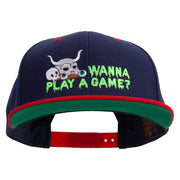 Wanna Play A Game Embroidered Wool Blend 2 Tone Classic Snapback - Navy-Red OSFM