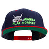 Wanna Play A Game Embroidered Wool Blend 2 Tone Classic Snapback - Navy-Red OSFM