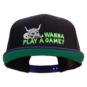 Wanna Play A Game Embroidered Wool Blend 2 Tone Classic Snapback - Black-Purple OSFM