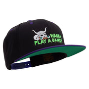 Wanna Play A Game Embroidered Wool Blend 2 Tone Classic Snapback - Black-Purple OSFM