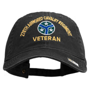 U.S. Army 278th Armored Cavalry Regiment Embroidered Washed Solid Pigment Dyed Cotton Twill Brass Buckle Cap - Black OSFM