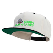 Wanna Play A Game Embroidered Wool Blend 2 Tone Classic Snapback - Natural-Black OSFM