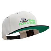 Wanna Play A Game Embroidered Wool Blend 2 Tone Classic Snapback - Natural-Black OSFM