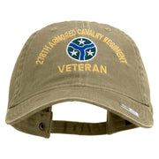 U.S. Army 278th Armored Cavalry Regiment Embroidered Washed Solid Pigment Dyed Cotton Twill Brass Buckle Cap - Khaki OSFM