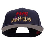 Fear Nothing Embroidered Wool Blend Flat Visor Pro Style Snapback Cap - Navy OSFM