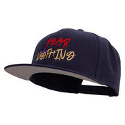 Fear Nothing Embroidered Wool Blend Flat Visor Pro Style Snapback Cap - Navy OSFM