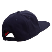 Fear Nothing Embroidered Wool Blend Flat Visor Pro Style Snapback Cap - Navy OSFM