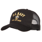 US Navy CPO Retired Military Embroidered Solid Cotton Mesh Pro Cap