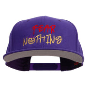 Fear Nothing Embroidered Wool Blend Flat Visor Pro Style Snapback Cap - Purple OSFM