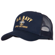 US Navy CPO Retired Military Embroidered Solid Cotton Mesh Pro Cap