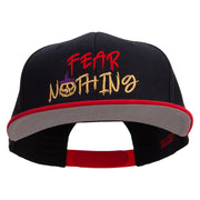 Fear Nothing Embroidered Wool Blend Flat Visor Pro Style Snapback Cap - Red-Black OSFM