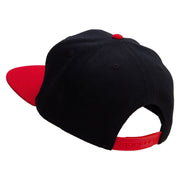 Fear Nothing Embroidered Wool Blend Flat Visor Pro Style Snapback Cap - Red-Black OSFM