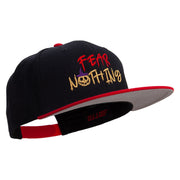 Fear Nothing Embroidered Wool Blend Flat Visor Pro Style Snapback Cap - Red-Black OSFM