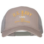 US Navy CPO Retired Military Embroidered Solid Cotton Mesh Pro Cap