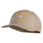 US Navy CPO Retired Military Embroidered Solid Cotton Twill Mesh Prostyle Cap - Khaki OSFM