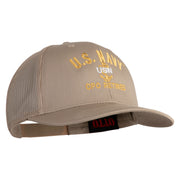 US Navy CPO Retired Military Embroidered Solid Cotton Twill Mesh Prostyle Cap - Khaki OSFM