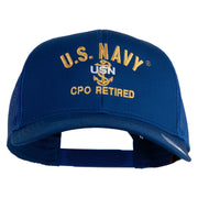 US Navy CPO Retired Military Embroidered Solid Cotton Twill Mesh Prostyle Cap - Royal OSFM