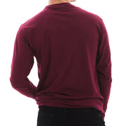 Chess Pieces with Textured Background Graphic Long Sleeve Crewneck Tee - Burgundy XS