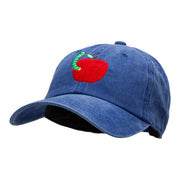 School Worm Apple Embroidered Unstructured Cotton Cap