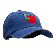 School Worm Apple Embroidered Unstructured Cotton Cap