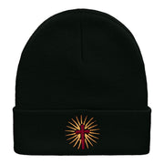 Glowing Cross Symbol Embroidered Long Knitted Beanie