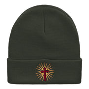 Glowing Cross Symbol Embroidered Long Knitted Beanie