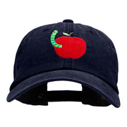 School Worm Apple Embroidered Unstructured Cotton Cap