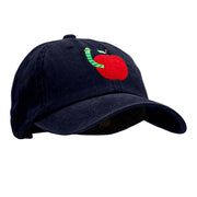 School Worm Apple Embroidered Unstructured Cotton Cap