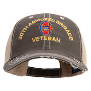 U.S. Army 30th Armored Brigade Embroidered Low Profile Special Cotton Mesh Cap - Brown-Khaki OSFM