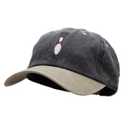 Bowling Pin Embroidered Pigment Dyed Wash Caps