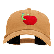 School Worm Apple Embroidered Unstructured Cotton Cap