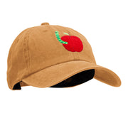 School Worm Apple Embroidered Unstructured Cotton Cap