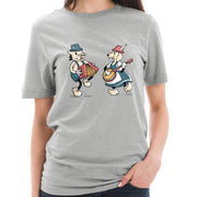 Oktoberfest Hog God Dance Graphic Design Ring Spun Combed Cotton Short Sleeve Deluxe Jersey T-Shirt - Heather-Grey XS