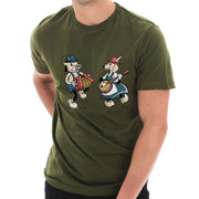 Oktoberfest Hog God Dance Graphic Design Ring Spun Combed Cotton Short Sleeve Deluxe Jersey T-Shirt - Army-Green XS